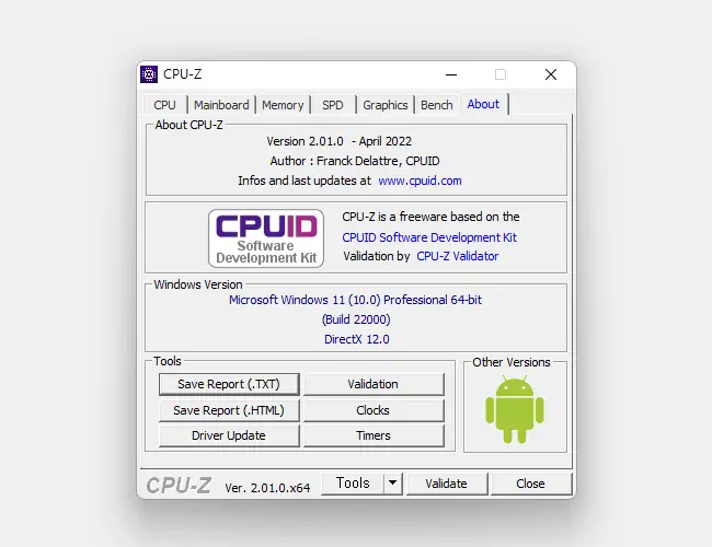 CPU_Z_About_탭