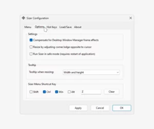 Sizer Options